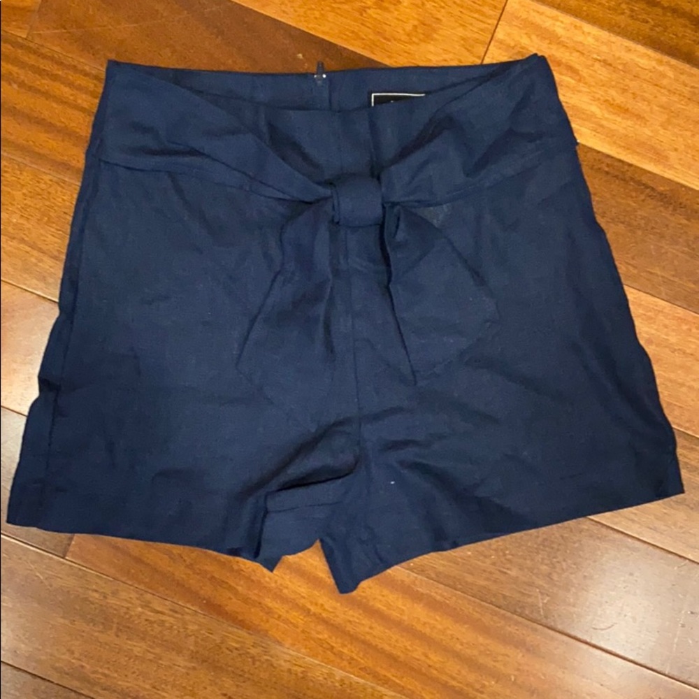 Navy Blue Linen Shorts